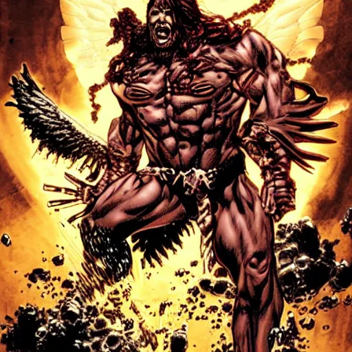 Prompt: gabriel angelos warcry by mike deodato