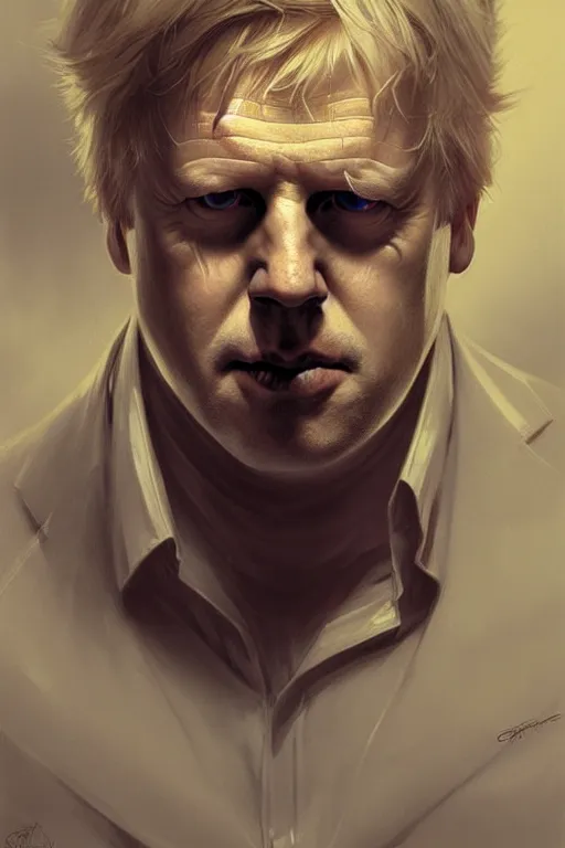 Prompt: Boris Johnson as Daredevil, realistic portrait, symmetrical, highly detailed, digital painting, artstation, concept art, smooth, sharp focus, illustration, cinematic lighting, art by artgerm and greg rutkowski and alphonse mucha