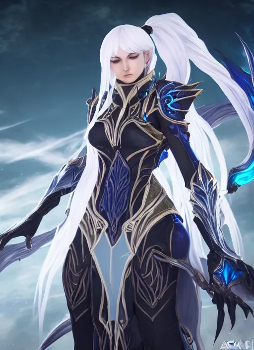 Prompt: photo of a sorceress near mage tower, warframe armor!!, fantasy, white hair, anime, professionally color graded, interesting angle, sharp focus, 8 k high definition, insanely detailed, intricate, intelligent, art by akihiko yoshida and shirotaka