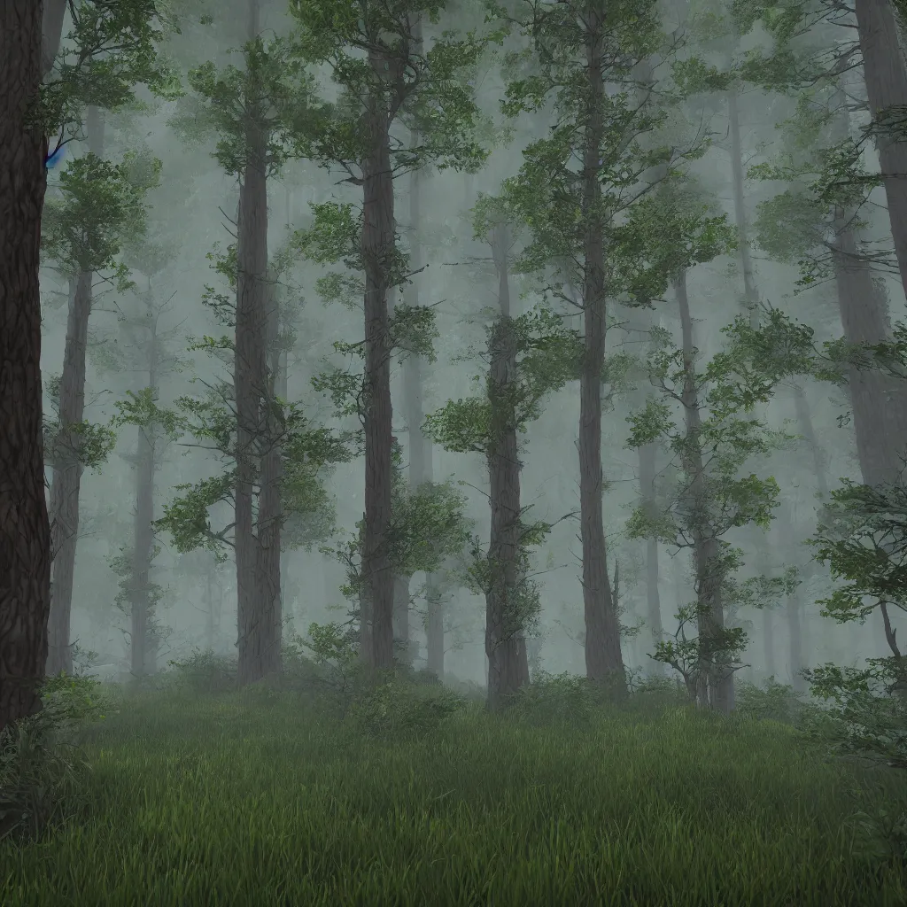 Prompt: deep forest with high trees, bushes of blueberry, trending on artstation, artstationHD, artstationHQ, unreal engine