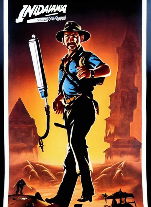 Image similar to 1 9 8 6 poster for indiana jones and the ocarina of time