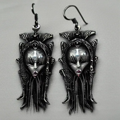 Image similar to h. r. giger alien woman earrings