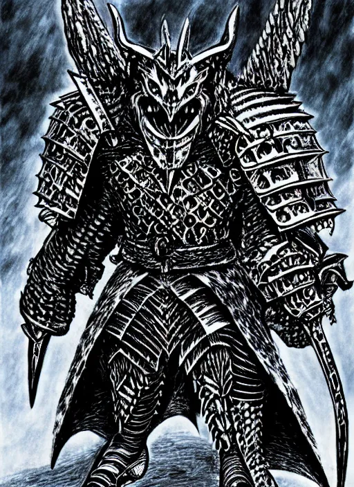 Image similar to demon wolf armored knight by kentaro miura