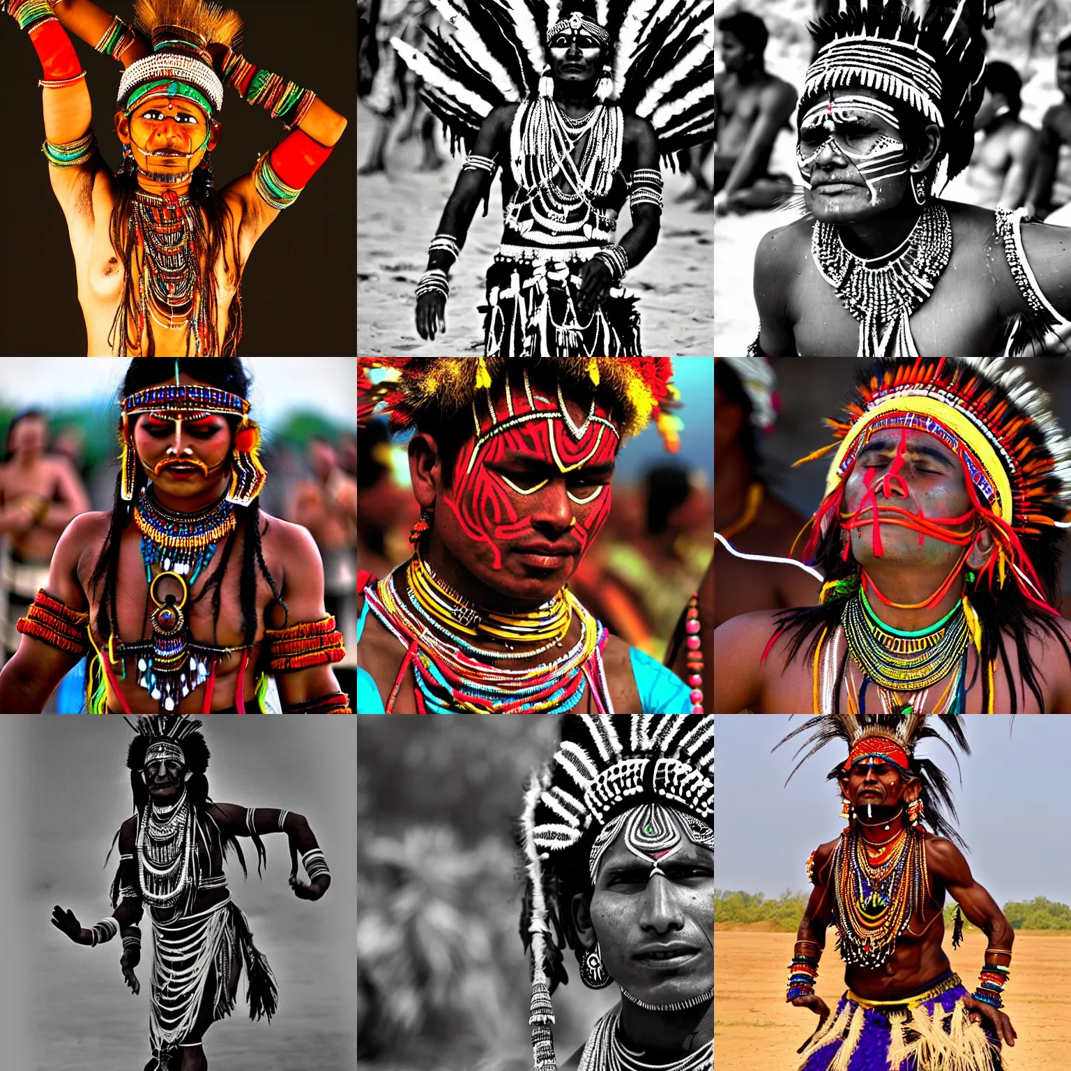 Prompt: a tribal dancer in deep trance,