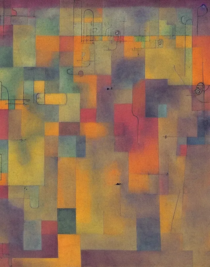 Prompt: hyper detailed industraial & utility flow field by paul klee