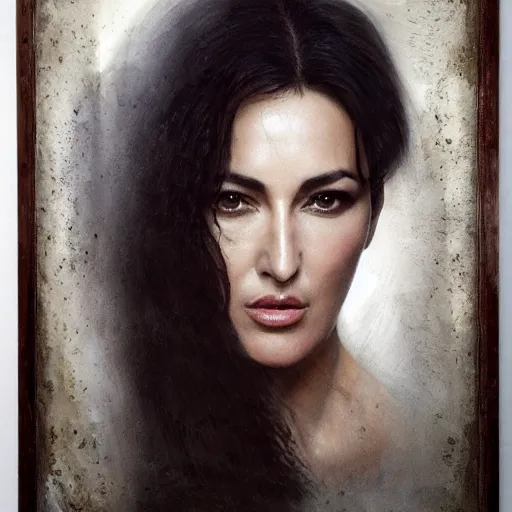 Image similar to majestic gracious regal aristocratic raven haired monica bellucci as the roman - greece vampire pandora portrait, indoors, atmospheric lighting, painted, intricate, volumetric lighting, beautiful, rich deep colours masterpiece, sharp focus, ultra detailed, by leesha hannigan, ross tran, thierry doizon, kai carpenter, ignacio fernandez rios