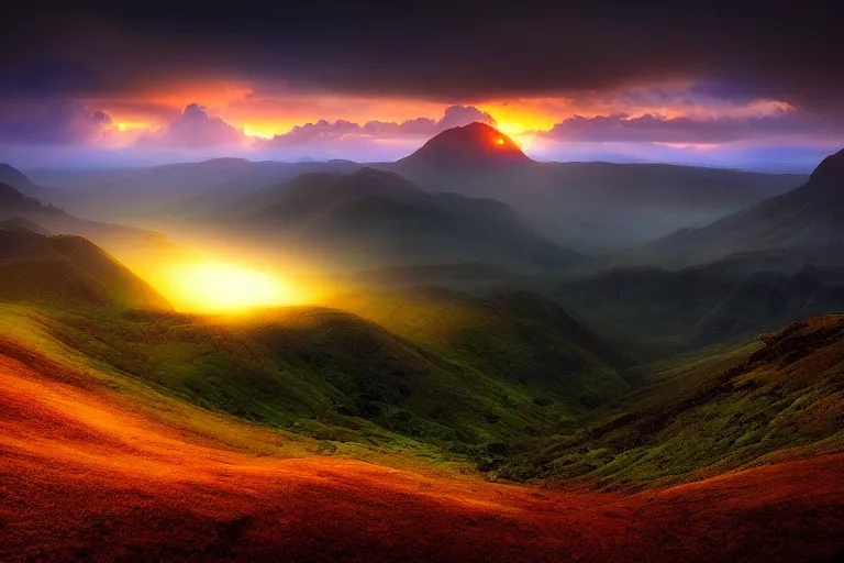 Image similar to amazing landscape photo of Western Ghats by marc adamus, beautiful, dramatic lighting