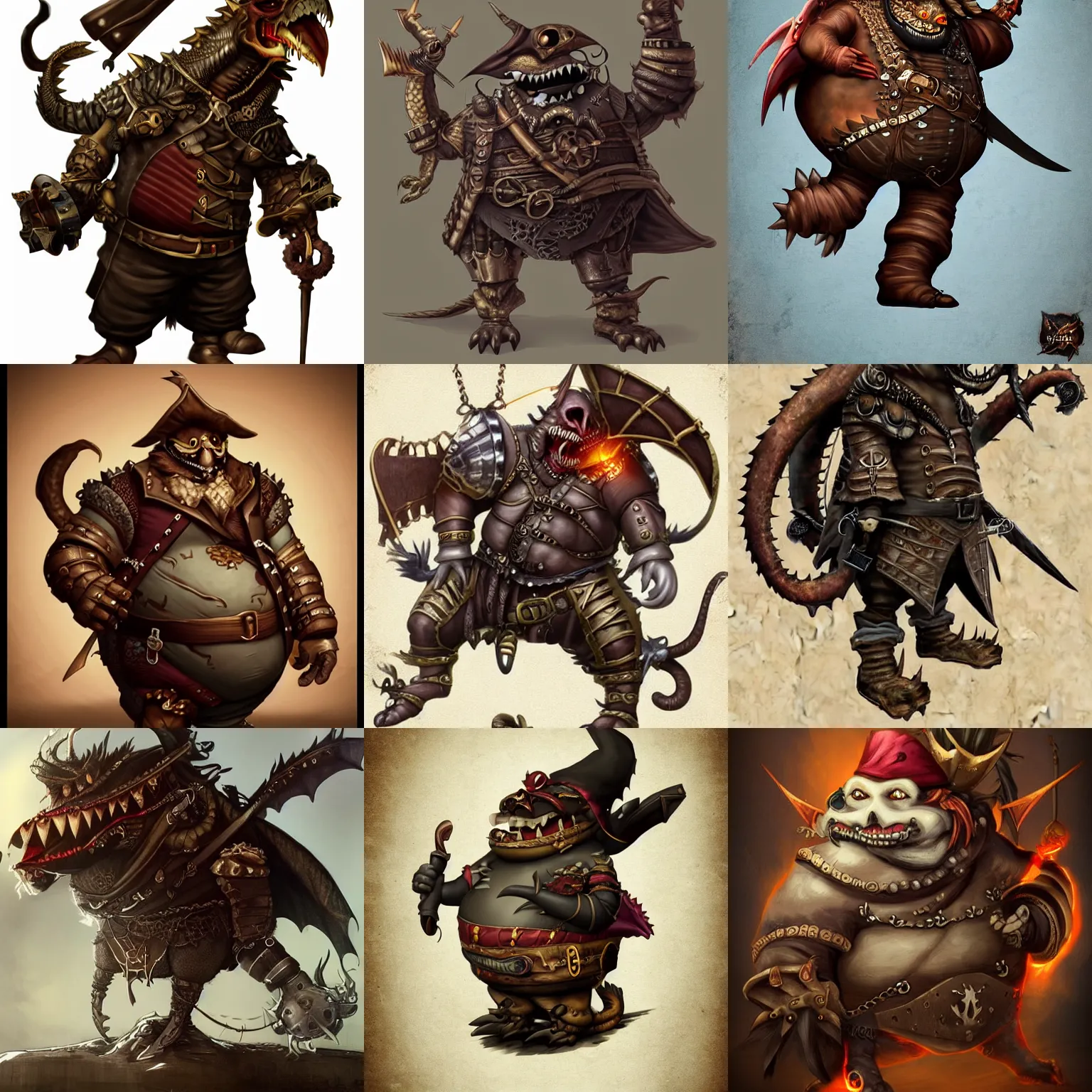 Prompt: fat pirate dragon steampunk knight, trending on artstation.