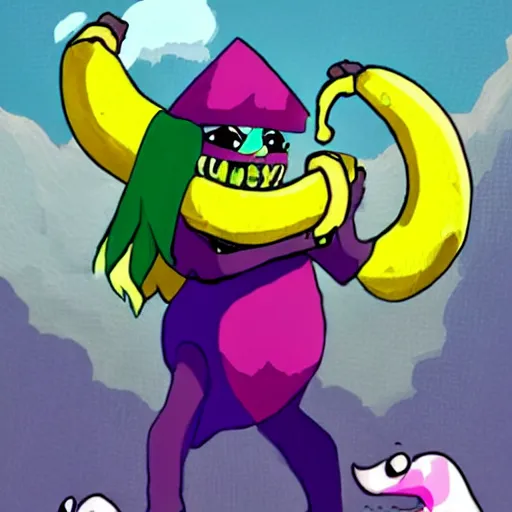 Prompt: Ralsey from Deltarune has got banana