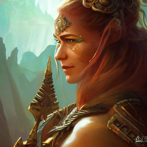 Prompt: Jeff Bezos as a female amazon warrior, closeup, D&D, fantasy, intricate, elegant, highly detailed, digital painting, artstation, concept art, matte, sharp focus, illustration, hearthstone, art by Artgerm and Greg Rutkowski and Alphonse Mucha