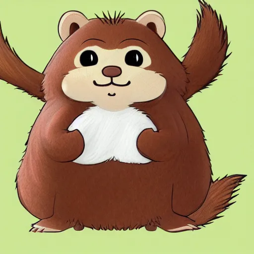 Prompt: a cute beaver whit fluffy fur drawn concept art