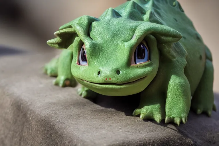 Prompt: closeup potrait of bulbasaur in central park, natural light, sharp, detailed face, magazine, press, photo, Steve McCurry, David Lazar, Canon, Nikon, focus