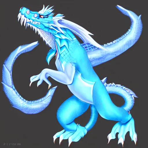 Image similar to an anthropomorphic blue dragon with icy scales, cartoon art trending on furaffinity