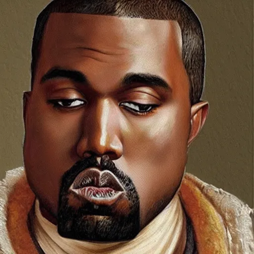 Image similar to A Renaissance portrait painting of Kanye West