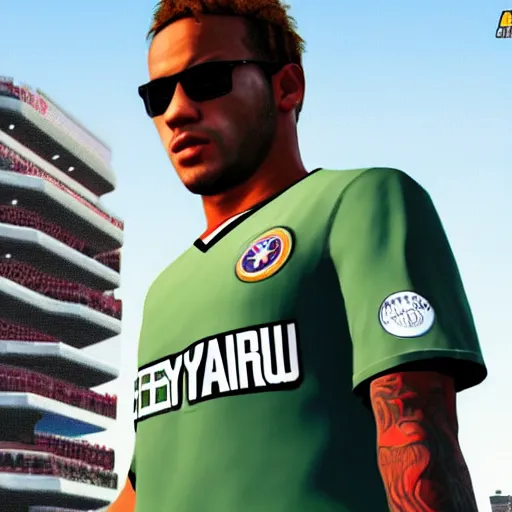 Image similar to character screenshot of neymar in grand theft auto, gta v