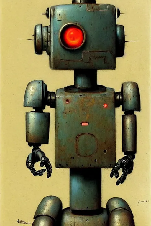 Image similar to antique childrens book ( ( ( ( ( 1 9 5 0 s robot, robert kinoshita, android. muted colors. ) ) ) ) ) by jean - baptiste monge, tom lovell!!!!!!!!!!!!!!!!!!!!!!!!!!!!!!