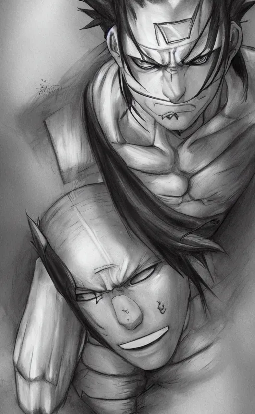 Prompt: highly detailed painting of pain from naruto shippuden, trending on artstation, high fantasy, loose pencil sketch, sketchy, concept art, cinematic, white space