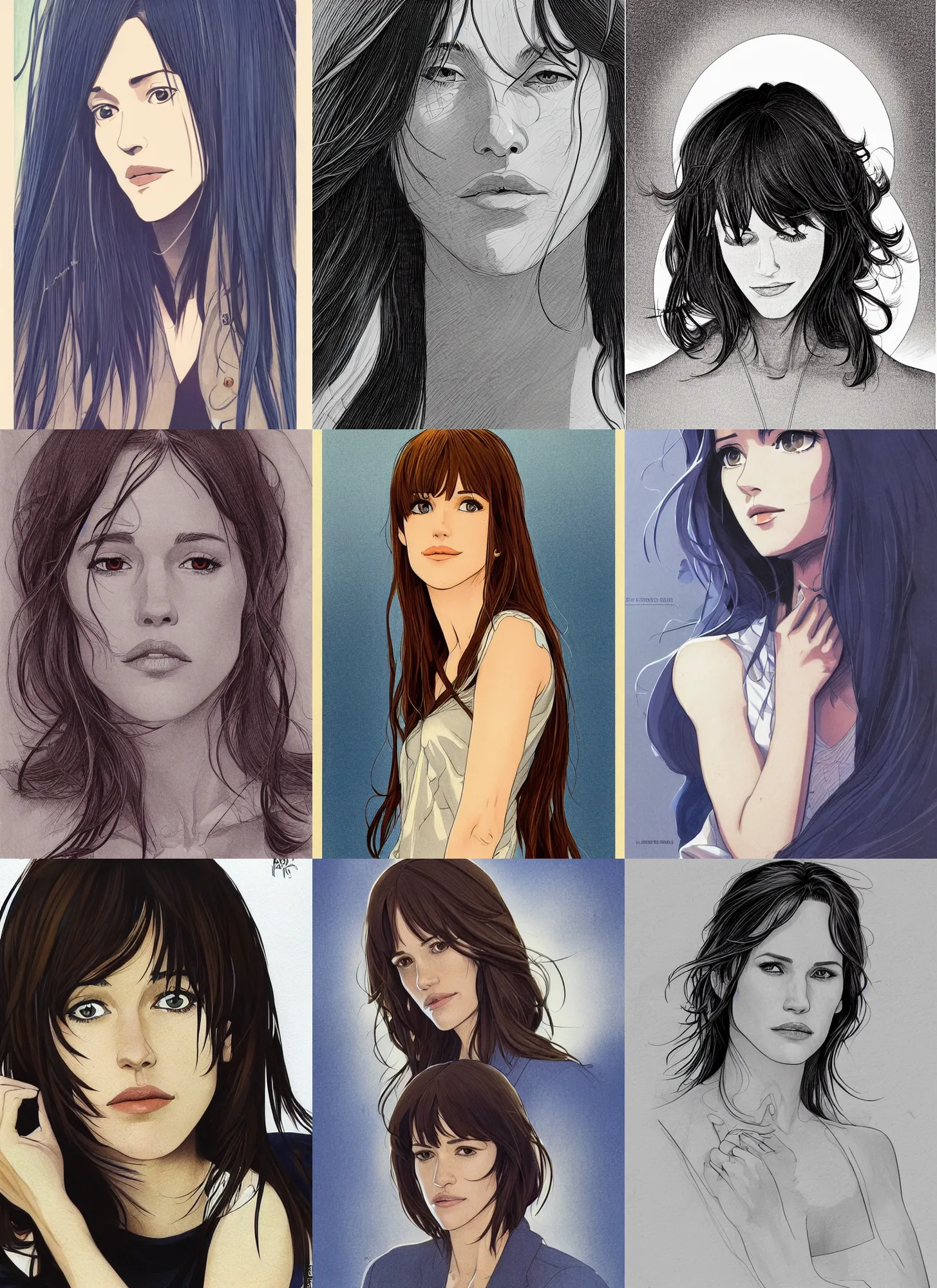 Prompt: un dia de paz! jennifer garner, arte koto no ha no niwa, makoto shinkai, moebius, milo manara, hugo pratt, french comic art, semi - realistic anime, portrait, beautiful face, symmetrical face, trending on pixiv, detailed, clean lines, sharp lines, crisp lines, award winning illustration, masterpiece, 4 k