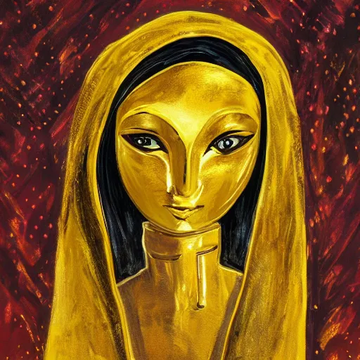 Prompt: girl in golden mask