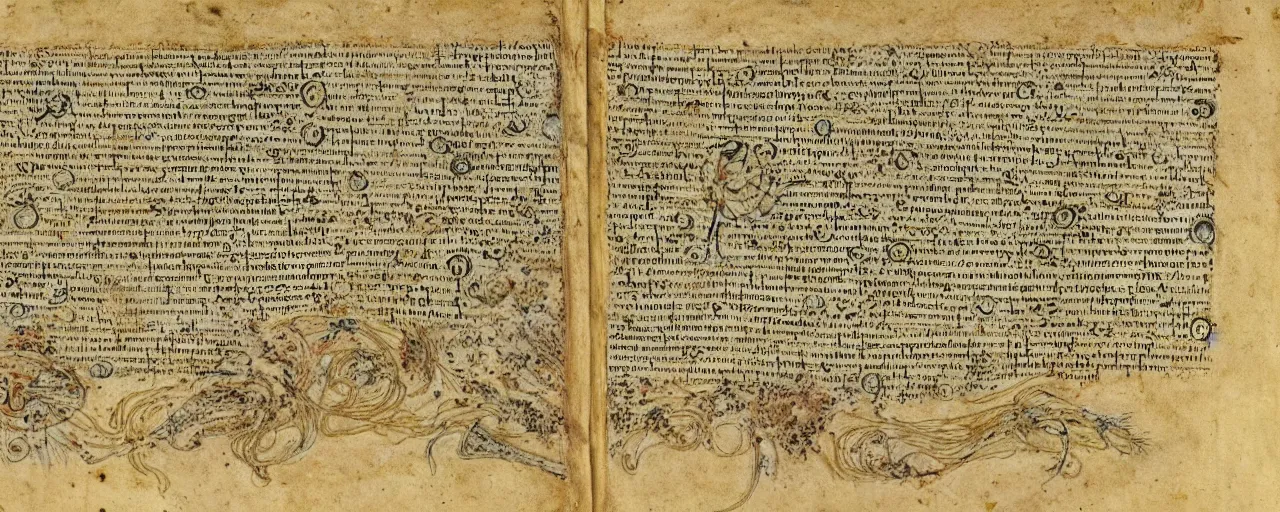 Image similar to ancient book detailing spaghetti, in the style of the voynich manuscript, fine detail,