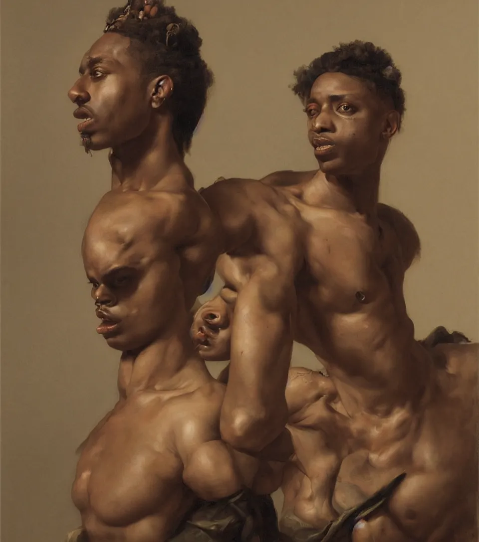 Image similar to portrait of nle choppa by roberto ferri