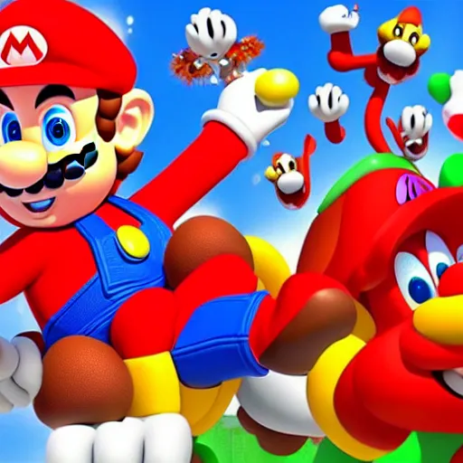 Prompt: world of wild mario elmo hybrids