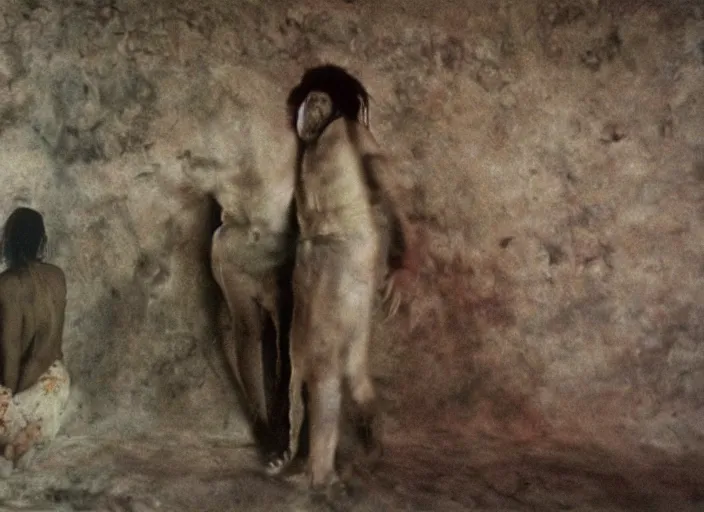 Image similar to a love scene from a feature film by leonora carrington, alejandro jodorowsky, roger ballen and nobuyoshi araki : : pagan occultism, magick ritual : : close - up shot : : anamorphic lens, kodakchrome : : 8 k