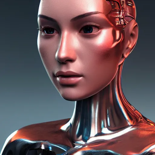 Prompt: close up headshot of a female android, intricately detailed mechanical parts, unreal engine, path tracing, 8k, artstation