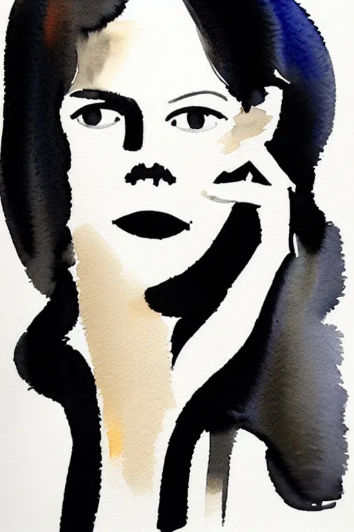 Prompt: beautiful face woman, grey, colorless and silent, watercolor portrait by David downton