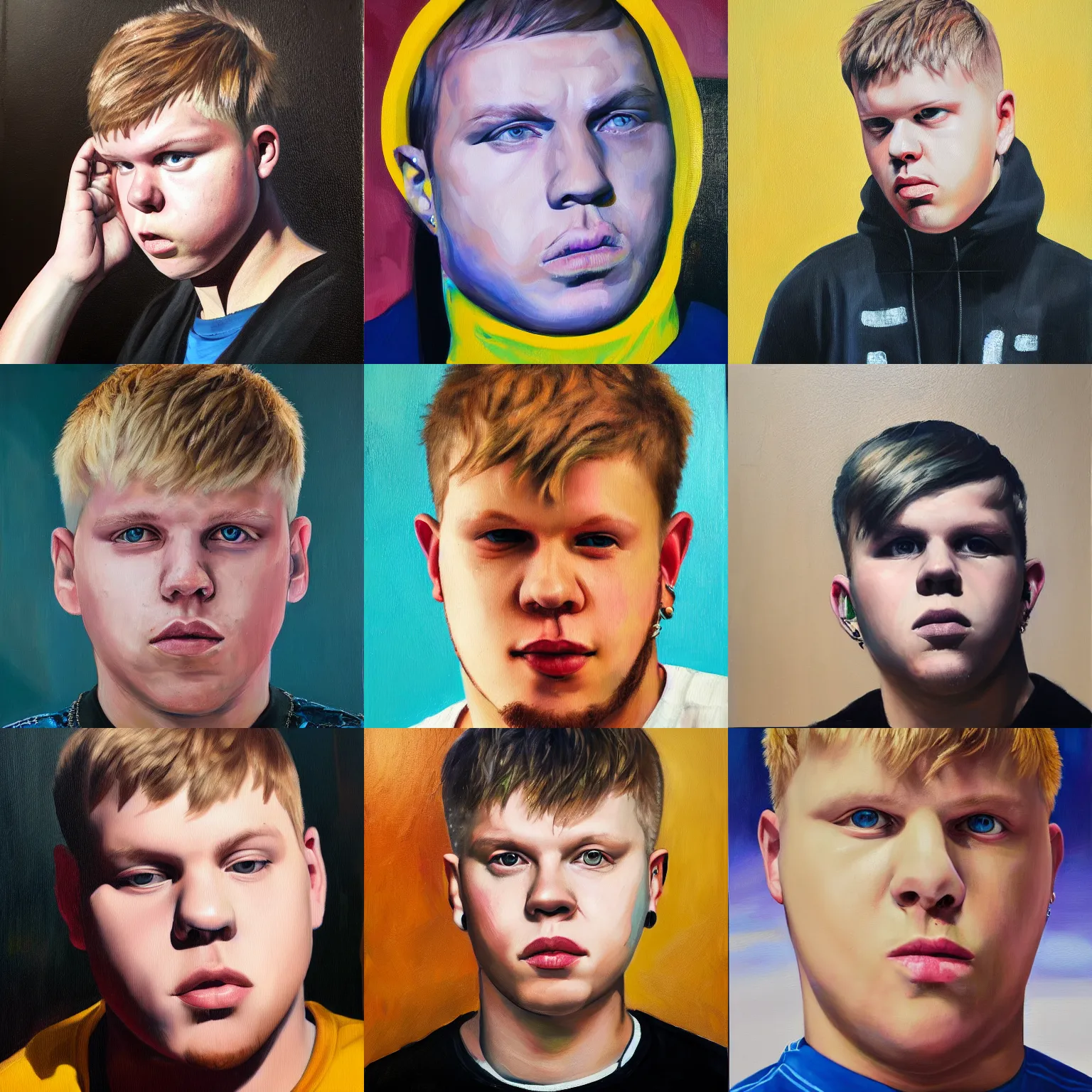 Prompt: oil painting portrait of acclaimed rap swedish artist Yung Lean