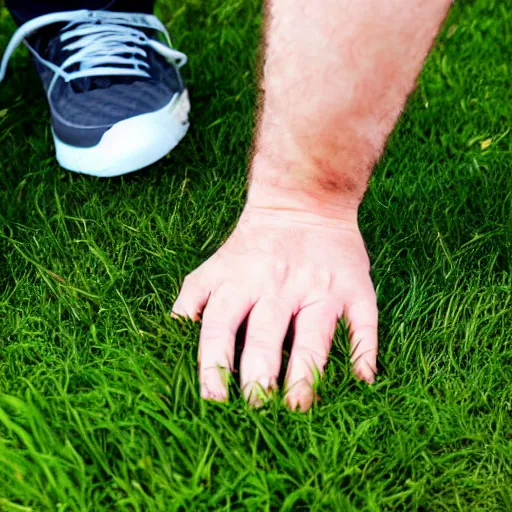 a person about to touch grass, Stable Diffusion