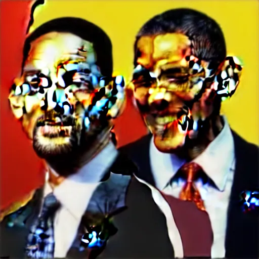 Image similar to will smith slapping obama with a black flip flop, digital art in the style of gta 5 cover art