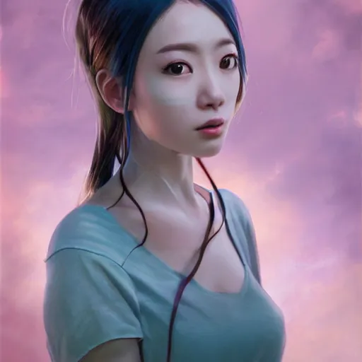 Image similar to realistic portrait of yasuho hiros, featured on cgsociety, matte painting, in focus