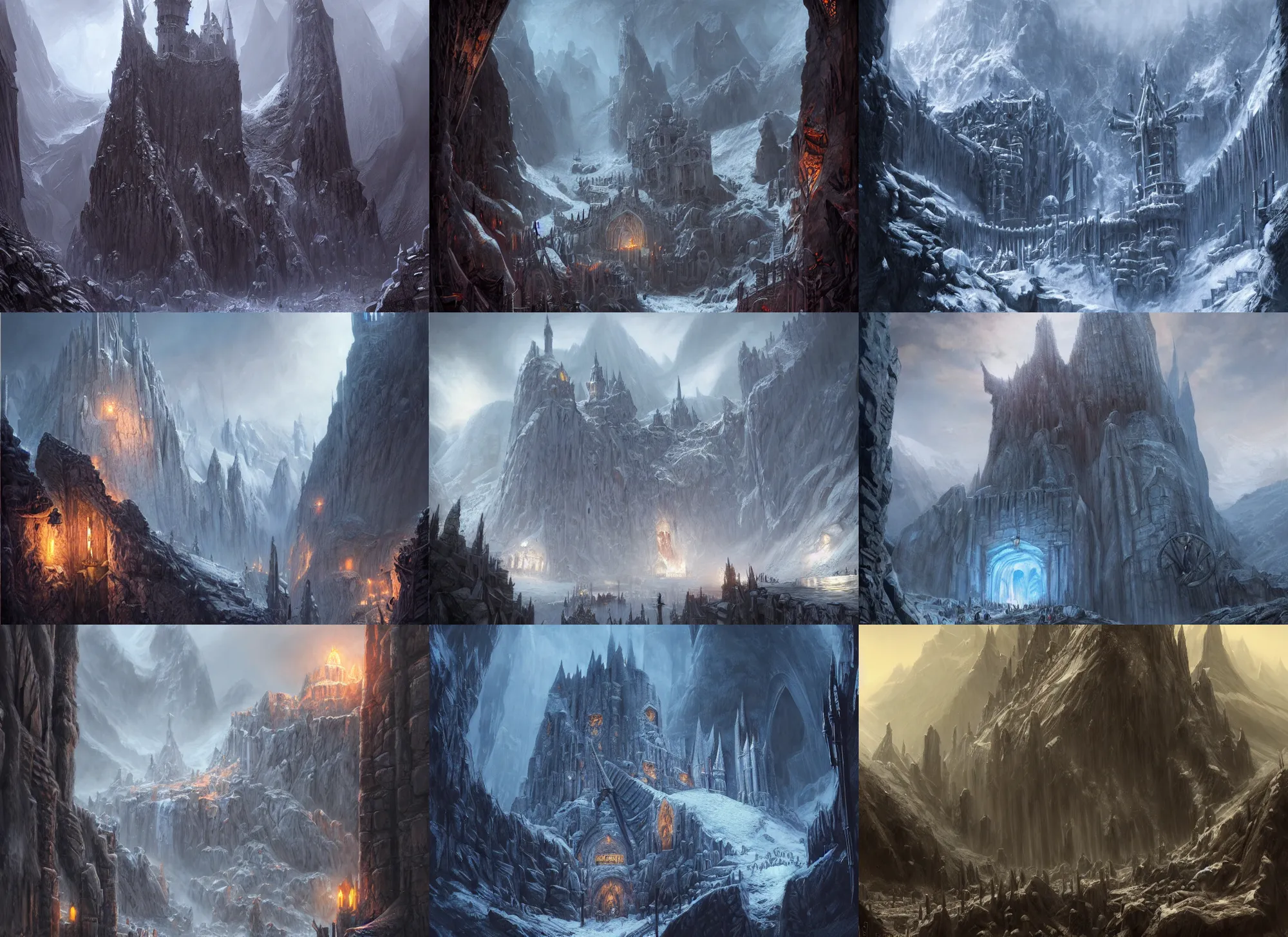 Prompt: the mines of Moria, Concept art by Jorge jacinto, masterpiece, highly detailed and ultra realistic, trending on artstation
