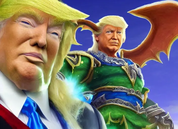 Image similar to donald trump as night elf in world of warcraft