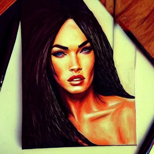 Image similar to “Megan Fox crayons paintings”