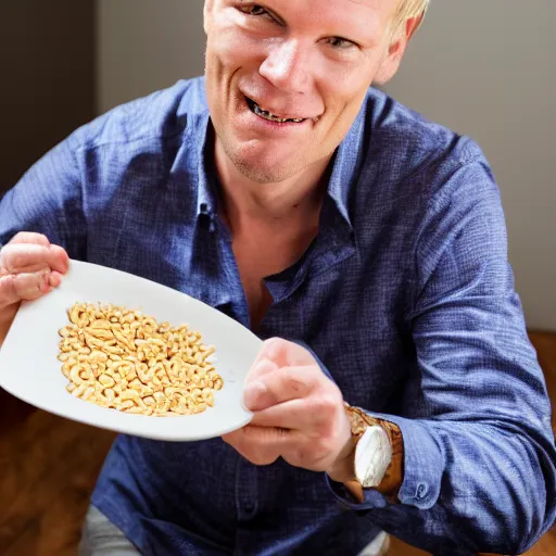 Image similar to promotional shot of erling haaland eating cereal,