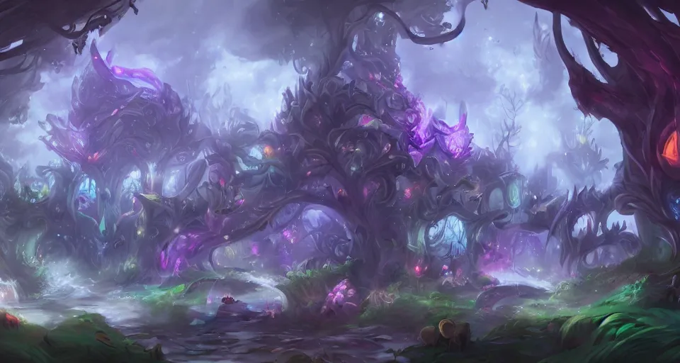 Image similar to Enchanted and magic forest, by League of Legends concept artists