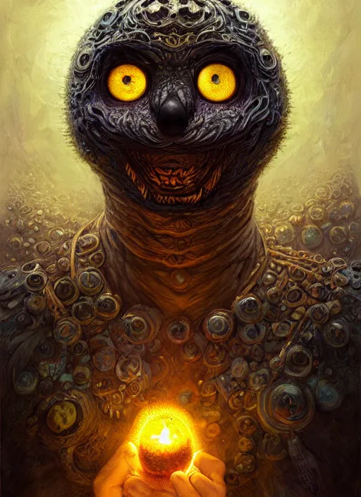 Image similar to cookie monster glowing eyes, shamanic poster lsd art, intricate, elegant, highly detailed, centered, digital painting, artstation, concept art, smooth, sharp focus, illustration, artgerm, tomasz alen kopera, peter mohrbacher, donato giancola, joseph christian leyendecker, wlop, frank frazetta