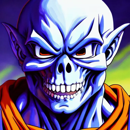 Image similar to portrait painting of skeletor, art by akira toriyama, 4 k, dragon ball artstyle, cel shaded, highly detailed, epic lighting