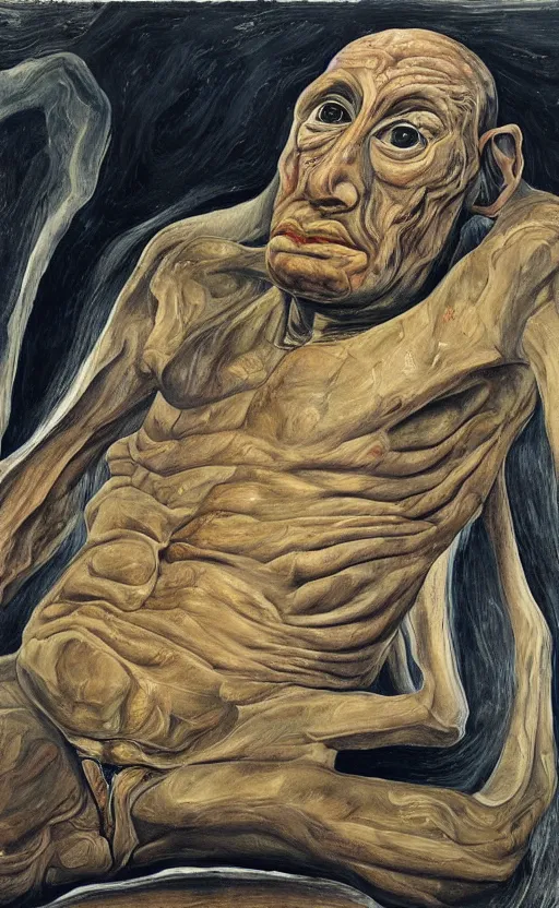 Image similar to portrait of an extraterrestrial being, by lucian freud