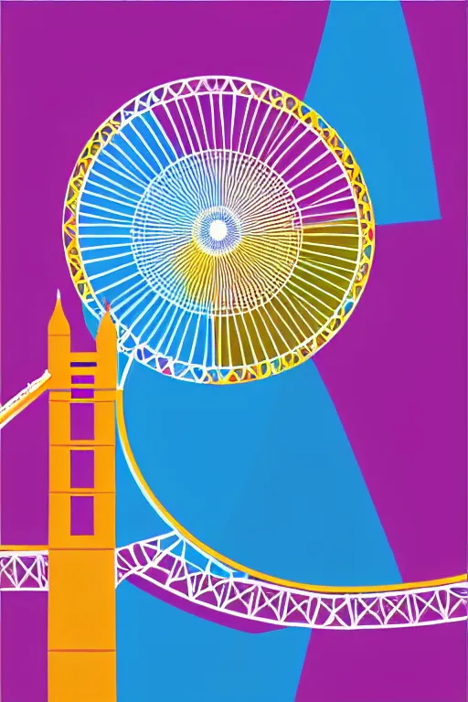 Image similar to minimalist boho style art of colorful london eye, illustration, vector art