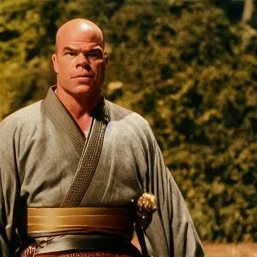 Image similar to a film still of Kurt angle as samurai