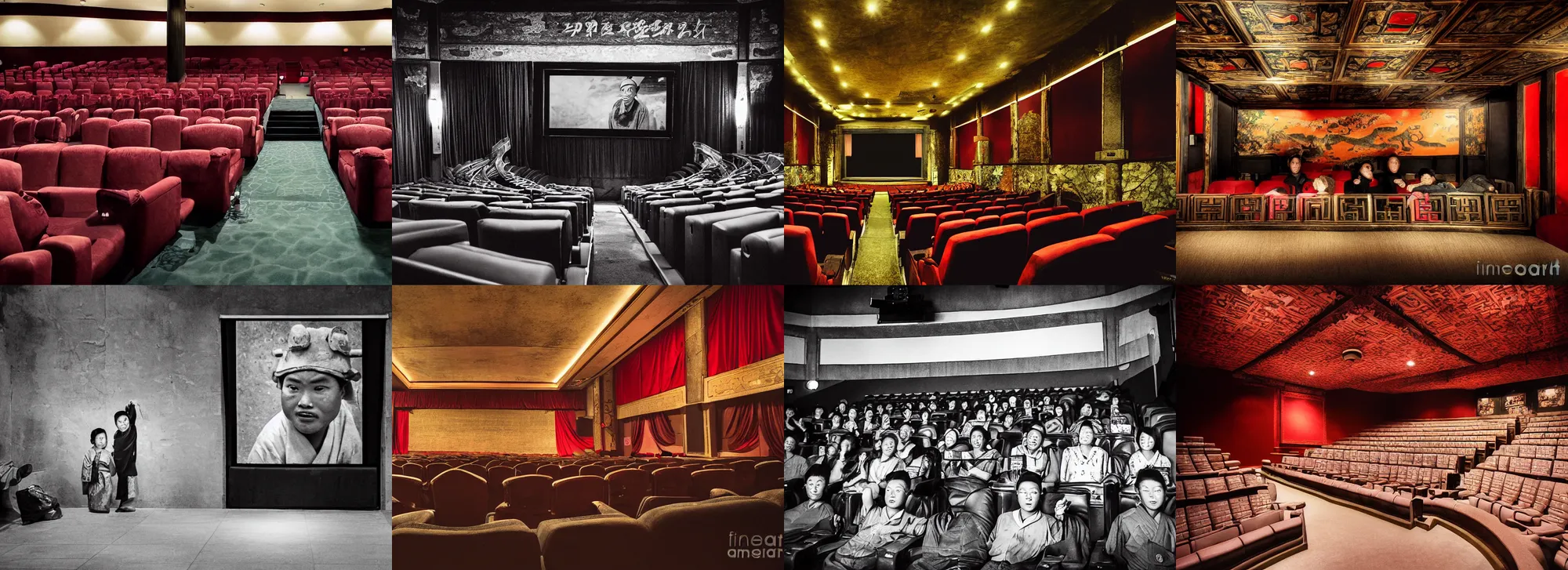 Prompt: award winning portrait of inside a movie theater in ancient china photo by aarons, slim
