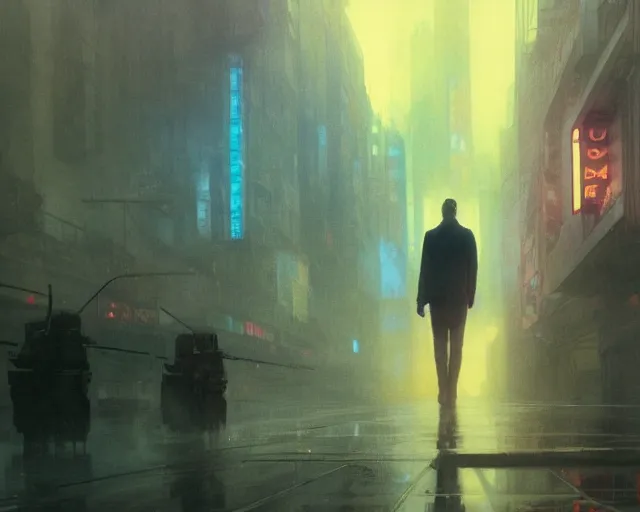 Image similar to 2 0 1 8 blade runner movie still man look at the cityscape from roof perfect face fine realistic face pretty face neon puffy jacket blue futuristic sci - fi elegant by denis villeneuve tom anders zorn hans dragan bibin thoma greg rutkowski ismail inceoglu illustrated sand storm alphonse mucha