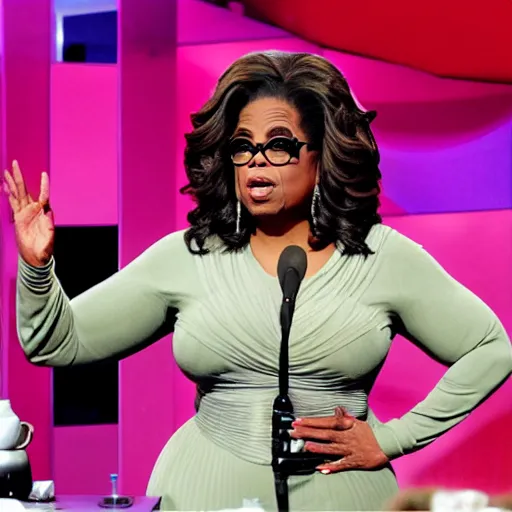 Image similar to oprah as a xenomorph alien hosting talk show