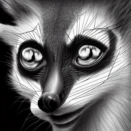 Image similar to Geometric lemur portrait, sun in the background, intricate, elegant, highly detailed, digital painting, artstation, concept art, smooth, sharp focus, illustration, art by artgerm