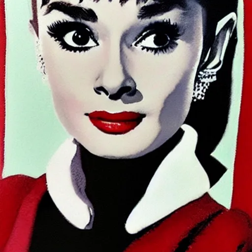 Image similar to audrey hepburn art by sultan muhammed