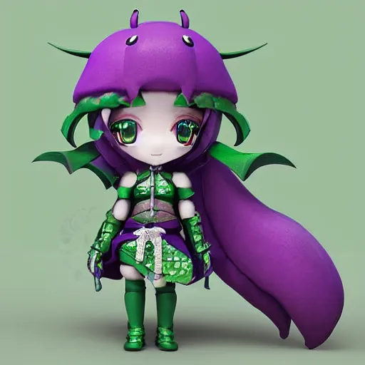 Prompt: cute fumo plush of a knight girl of a royal legion, green and purple, monster girl, vray, artstation