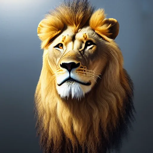 Prompt: a lion as a human being,photorealiatic,hyperdetailed,hyperrealistic,studio lighting,studio photography,professional photography,professional lighting,detailed face,3 point lighting,4k,digital art,ultra realistic,ultra detailed,art by greg rutkowski